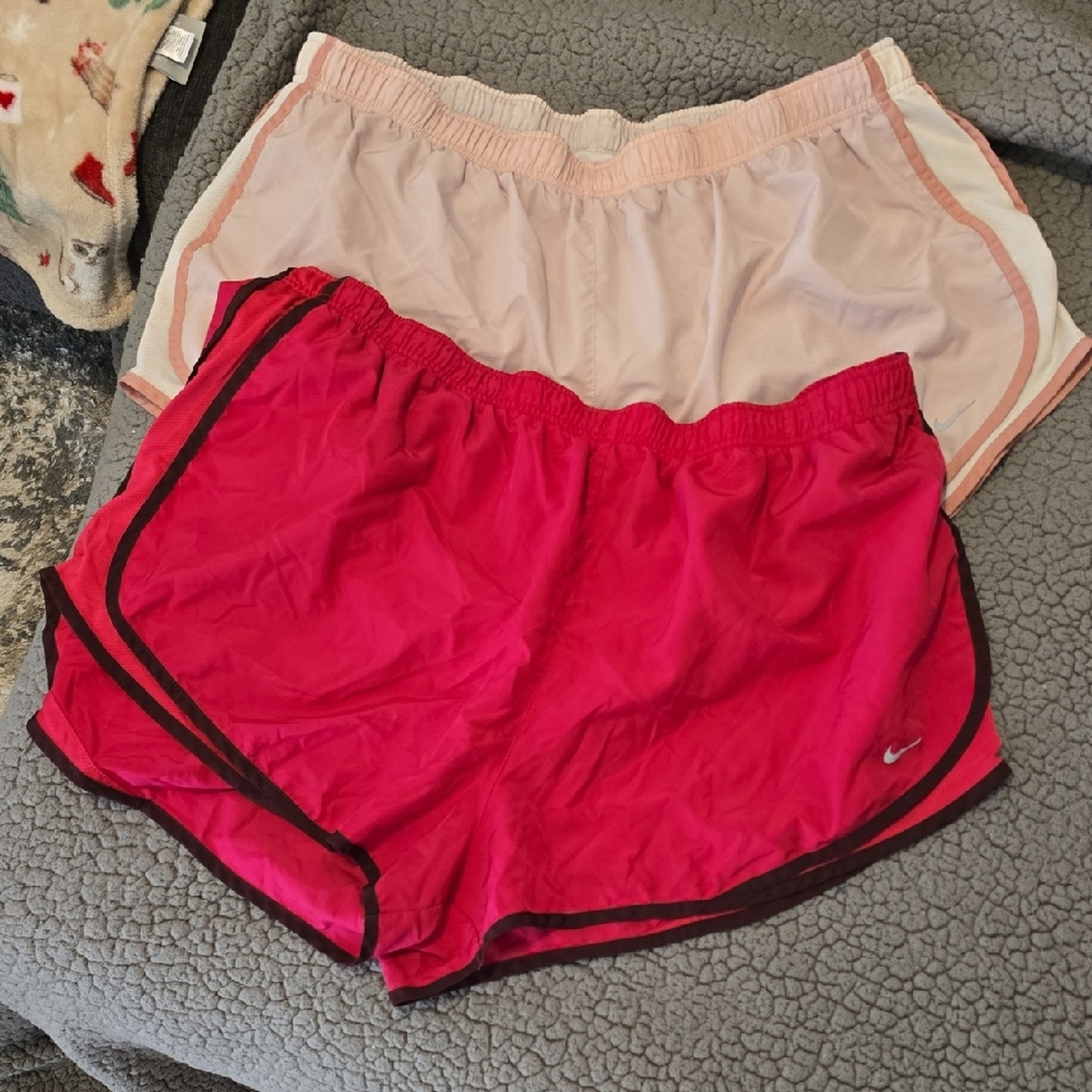 Nike Pink and Red Athletic Shorts Lightweight Elastic Waist